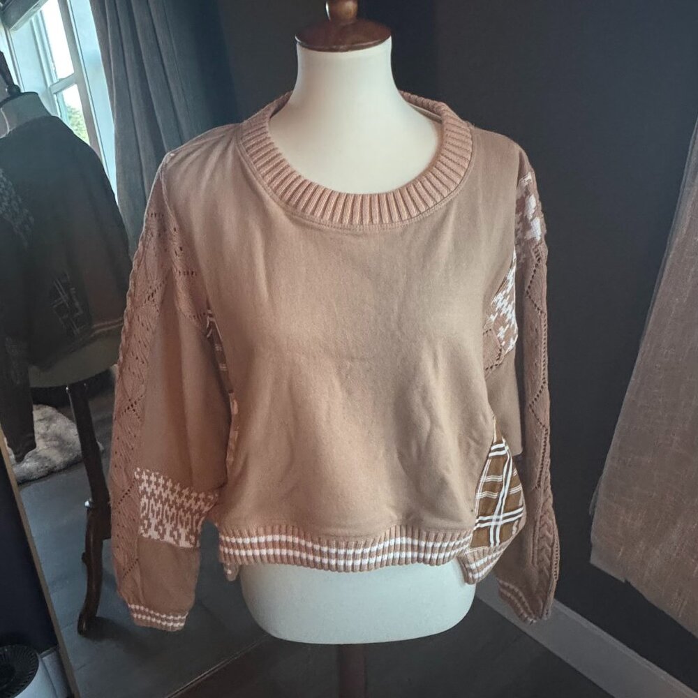 NWT Pilcro Mixed Media Pullover Sweatshirt